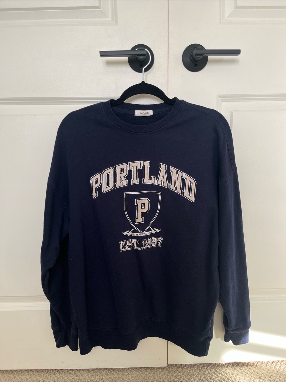 Garage Navy Portland Graphic Crewneck Sweatshirt